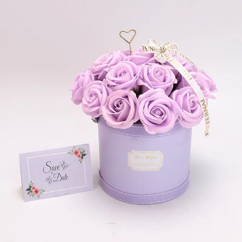 Hot sale flower soap dispenser wholesale artificial flowers Wedding Bouquet eternal rose jewelry box Long Stem Flower