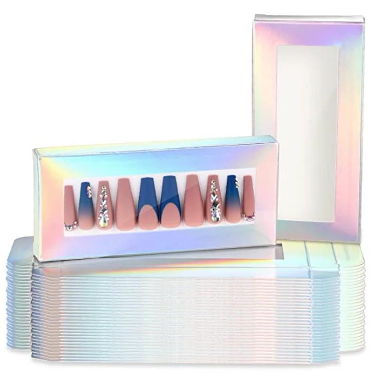 Fashion Customized Small Window Package Empty Custom Press On Nails Packaging Box