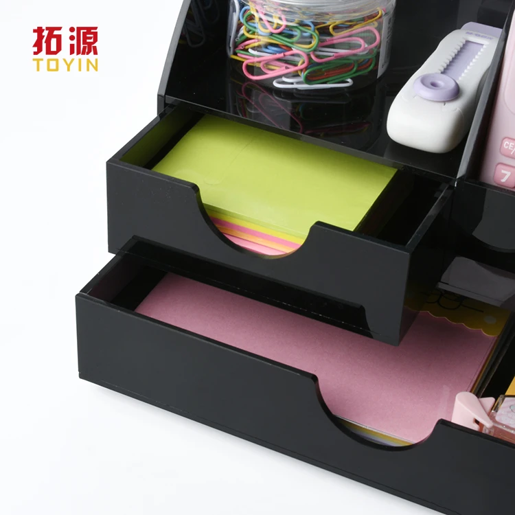 Custom Black Acrylic Pen Holder Desk Organizer Acrylic Drawer Organizer