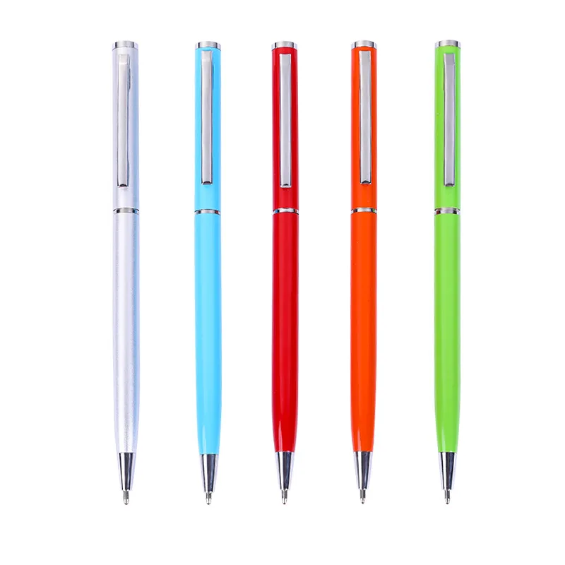 Custom promotional promotion high quality  slim metal twist  ballpoint  pen with print logo