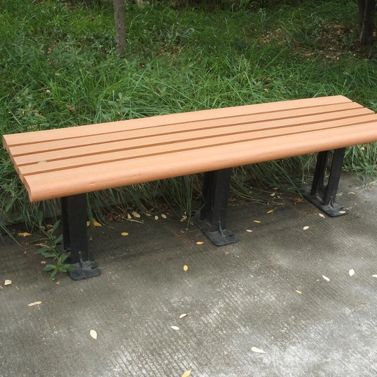 Factory outdoor park long wood benches with cast iron  legs