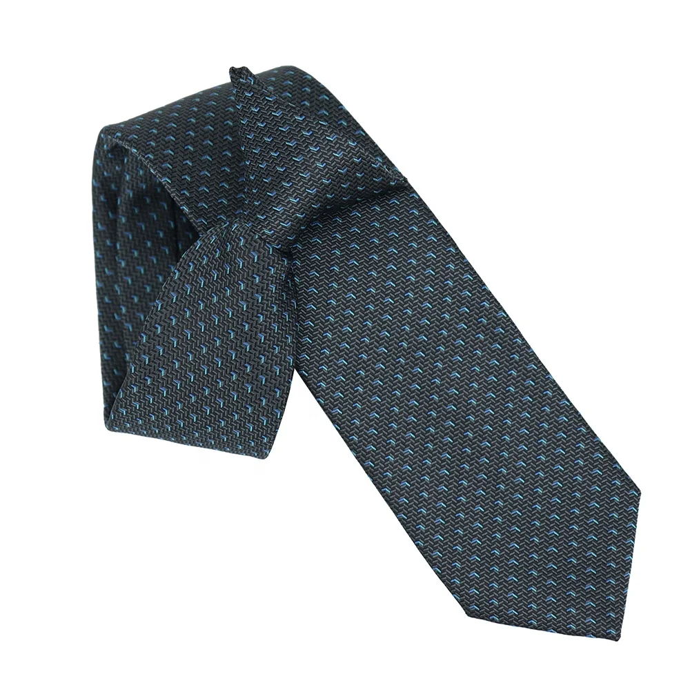 Shengzhou High Quality Black Herringbone Stripe Woven Jacquard Mens Security Clip On Necktie for Uniform