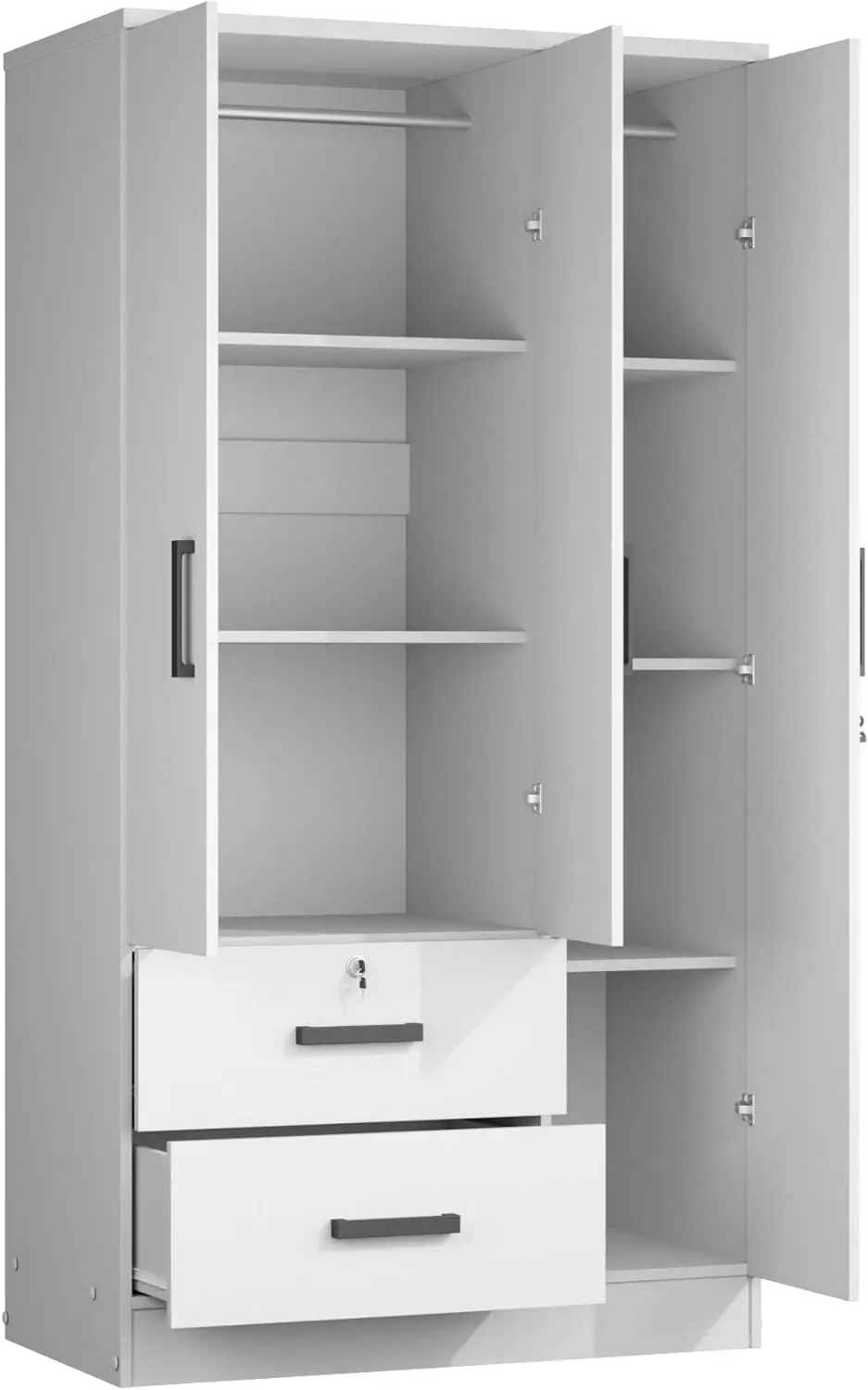 2024 Modern Cheapest Customized Small Design White Wardrobe with Mirror Living Room Bedroom Wooden Wardrobe