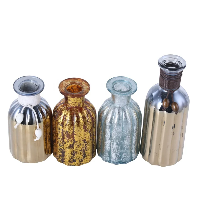 Plated gold silver hemp Rope decoration glass vases for home decor