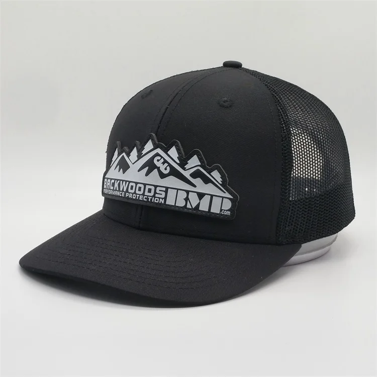 Wholesale 2019 Customized Made Rubber PVC Patch Laser Boring Holes Trucker Cap Mesh Hat
