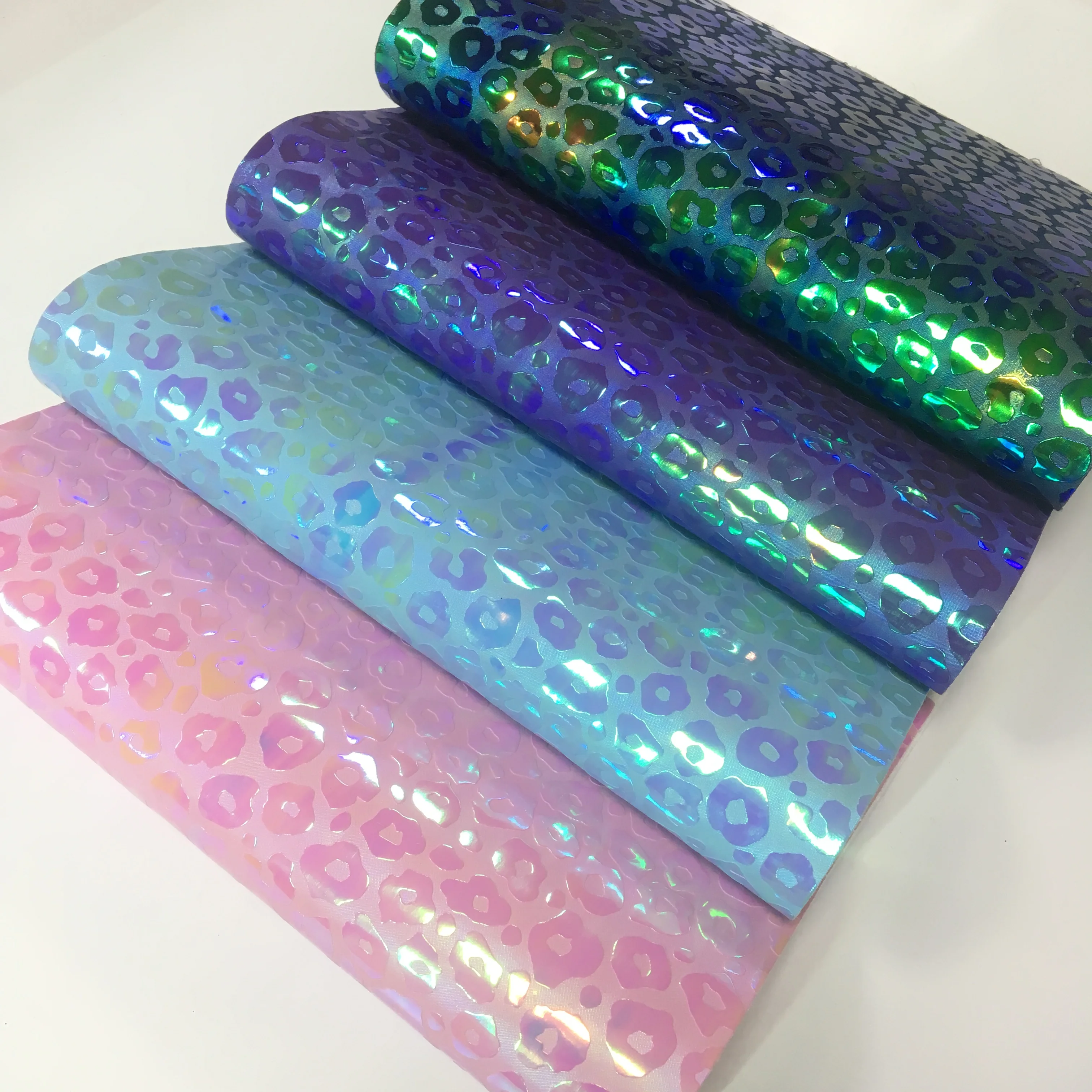 Wholesale partial bright surface laser leopard print material for the production of hand bag mobile phone case