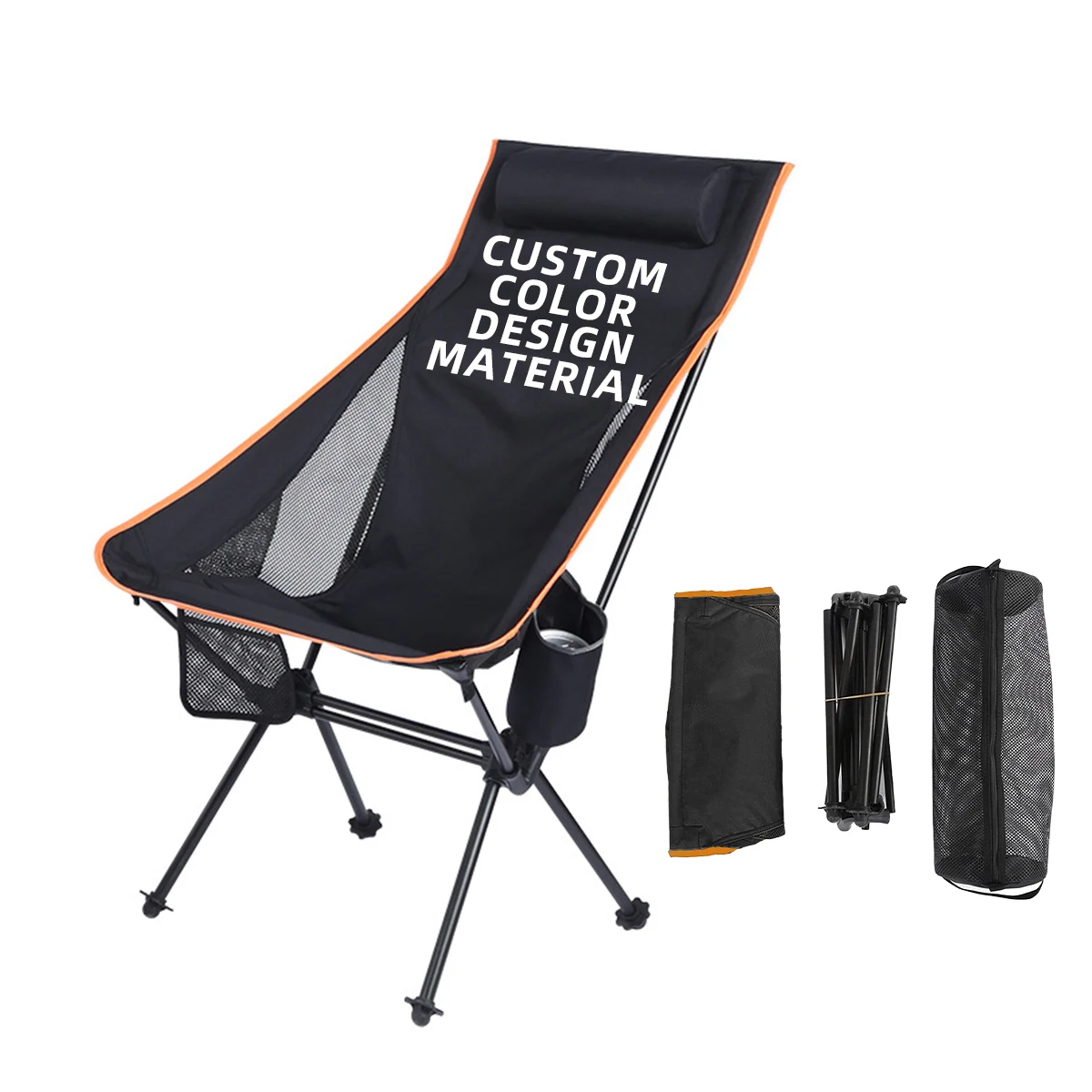 High Load Capacity Fishing Chair Portable Beach Chair Leisure Camping Folding Chair With Pillow Headrest