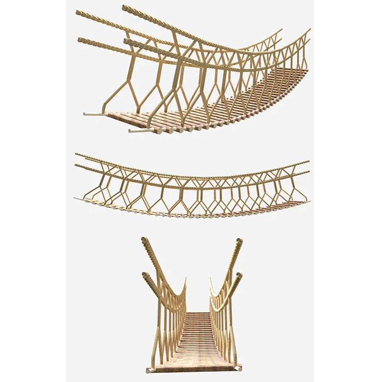 Hanlin Design Playground Equipment Kids Wood Suspended Bridge Kit Rope Bridge Kit for Adults and Kids