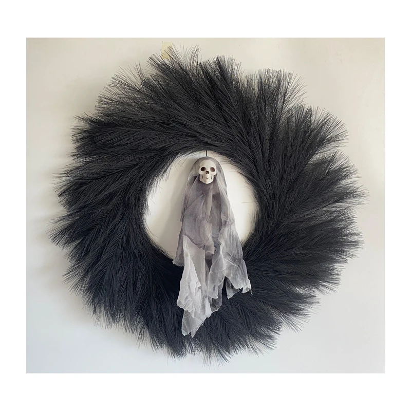 Halloween wreath flowers artificial Home Decoration faux pampas grass wreath