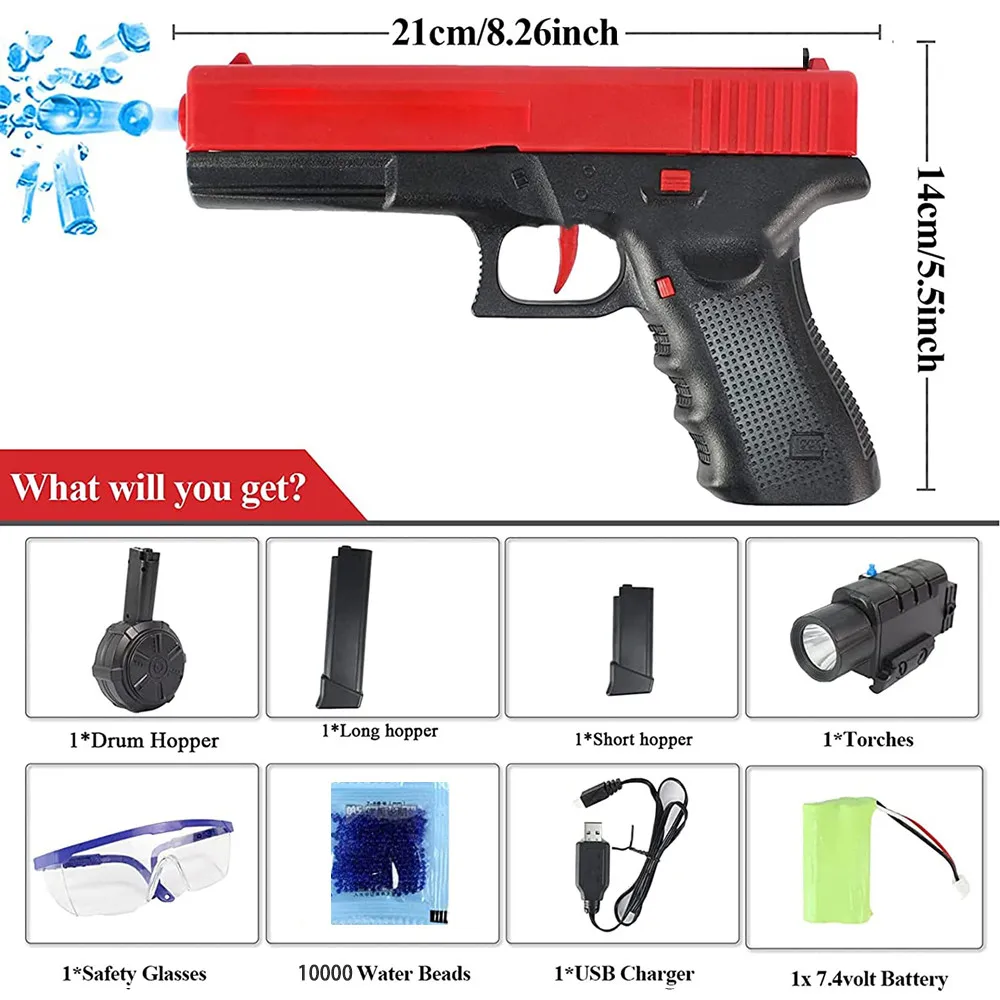Splatter Ball Gel Blaster JM-X2 Glock Pistos Gun Automatic Manual Model Airsoft Weapon With Water Beads and Goggles