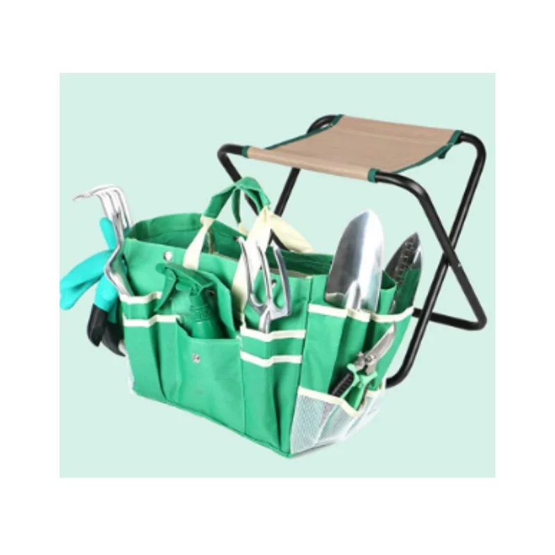 New style good price garden supplies tools tool sets kit with chair for growing vegetables