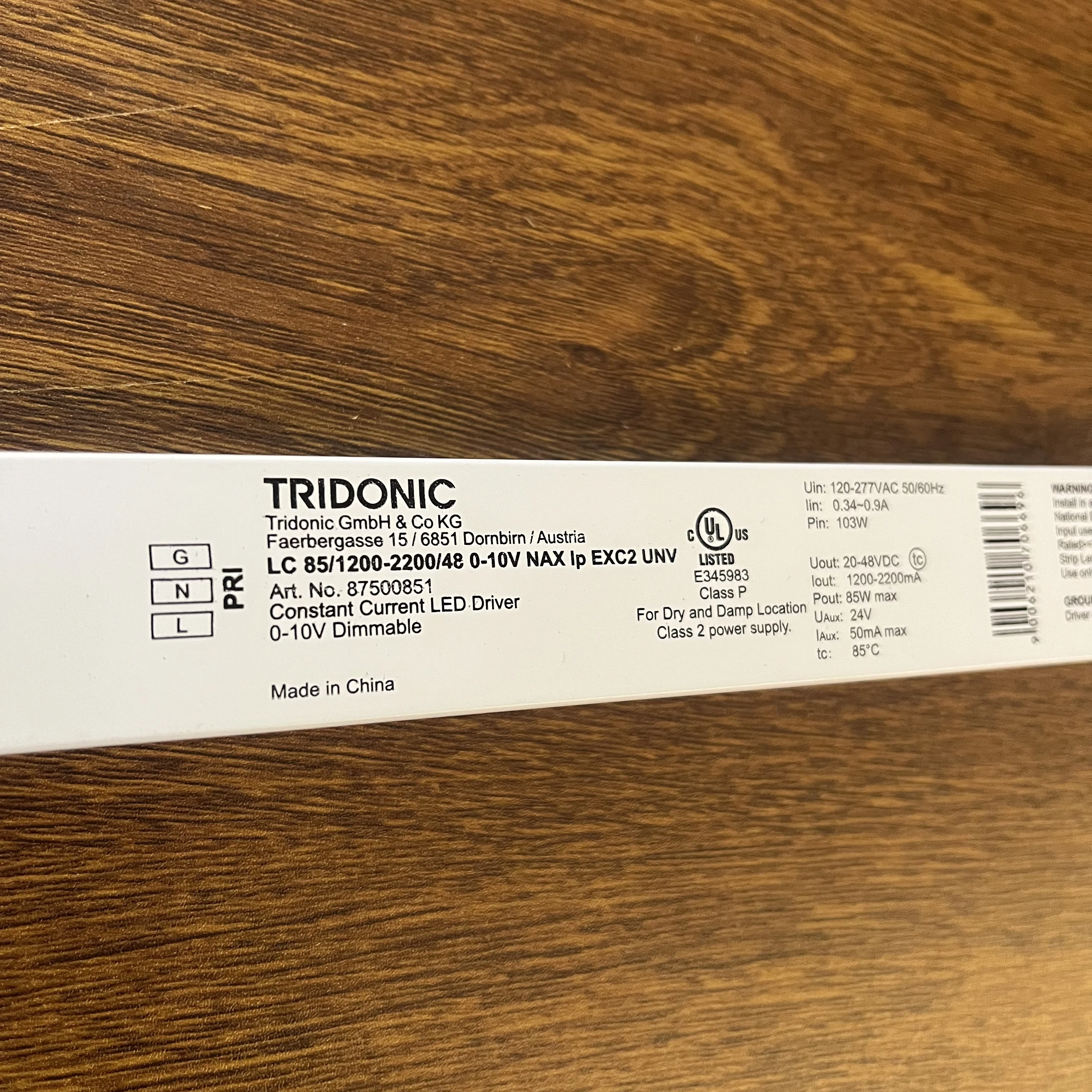 Тридонный привод UL LC 20W 35W 50W 75W 85W 0-10V NFC AUX lp EXC2 UNV серии US applications