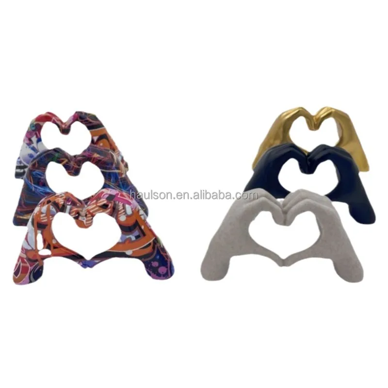 Abstract Art Resin Statue Ornaments Hand Gesture in Love Theme for Home Office Decor Stylish Artificial Design