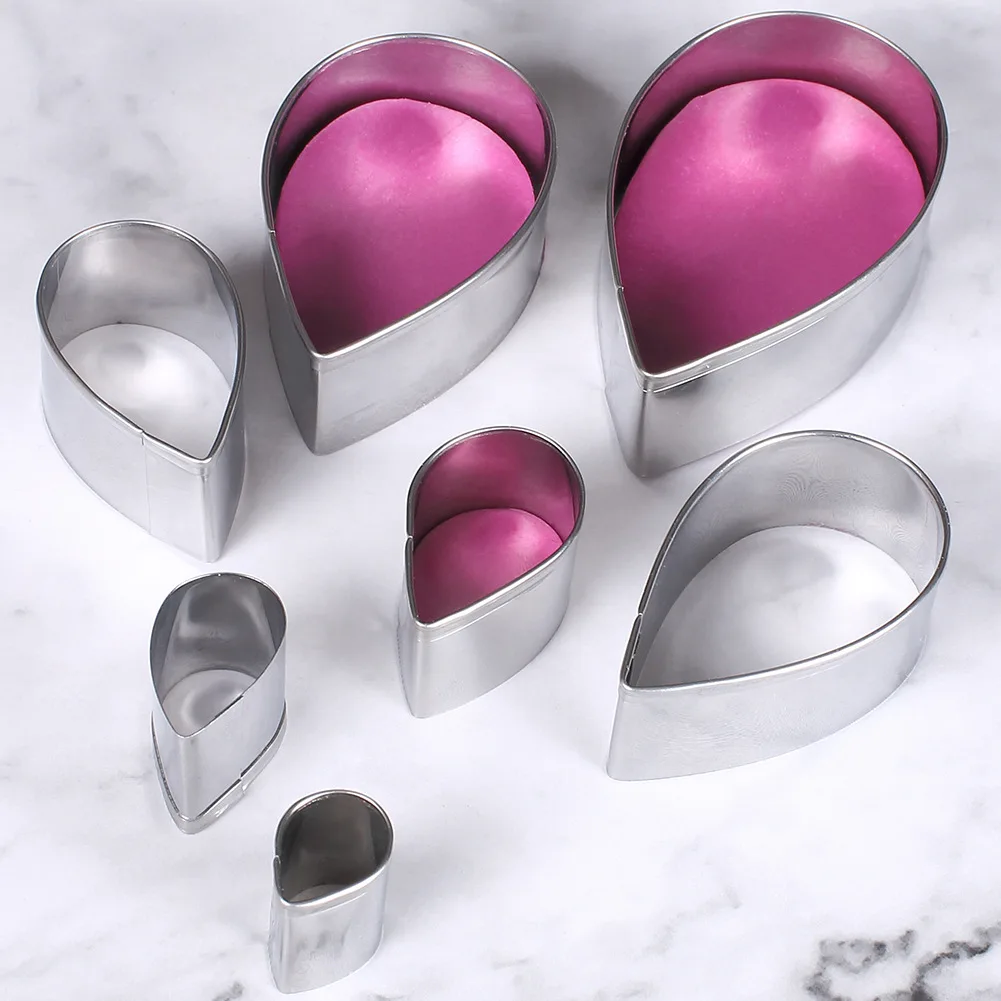 7pcs Heart Shaped Cookie Cutting Mold Love Mousse Stainless Steel Cutting Mold Flipping Sugar Cake Grinding Tool DIY Baking Mold