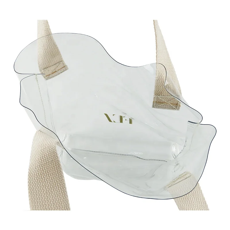 Fabric Handle Shopping Transparent Pvc Shopper Clear Vinyl Tote Bags