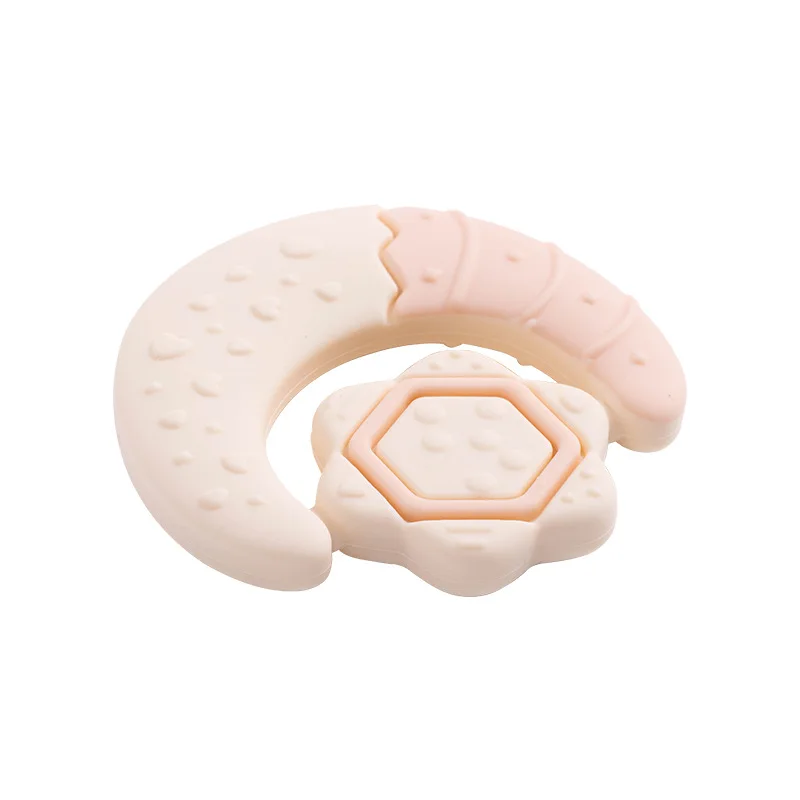 Star Moon Shape Baby Teether Customized Silicone Grip Teething Toy For Infants, Hand-Biting Prevention & Soothing Pacifier
