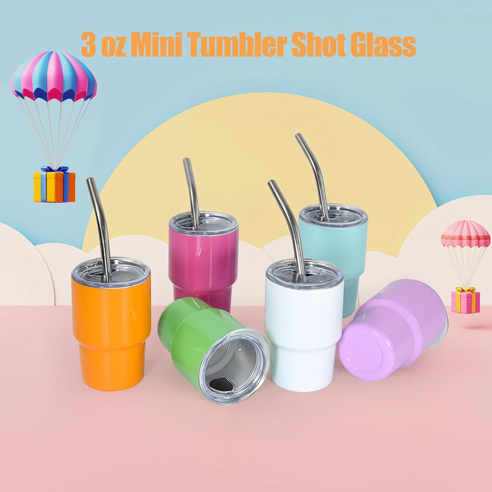 2oz 3oz tumbler shot glass sublimation blank Stainless steel double wall metal small mini tumbler with straw