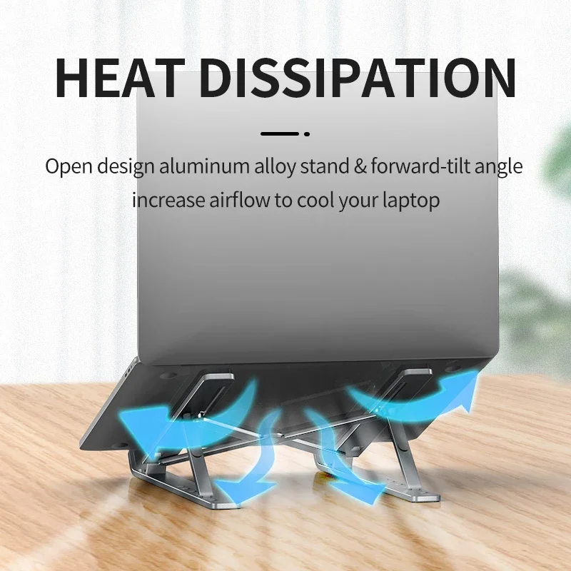 Amazon Brand  Laptop Stand, Fold-Up, Adjustable, Ventilated, Portable Laptop Holder for Desk, Aluminum Foldable Laptop Erg