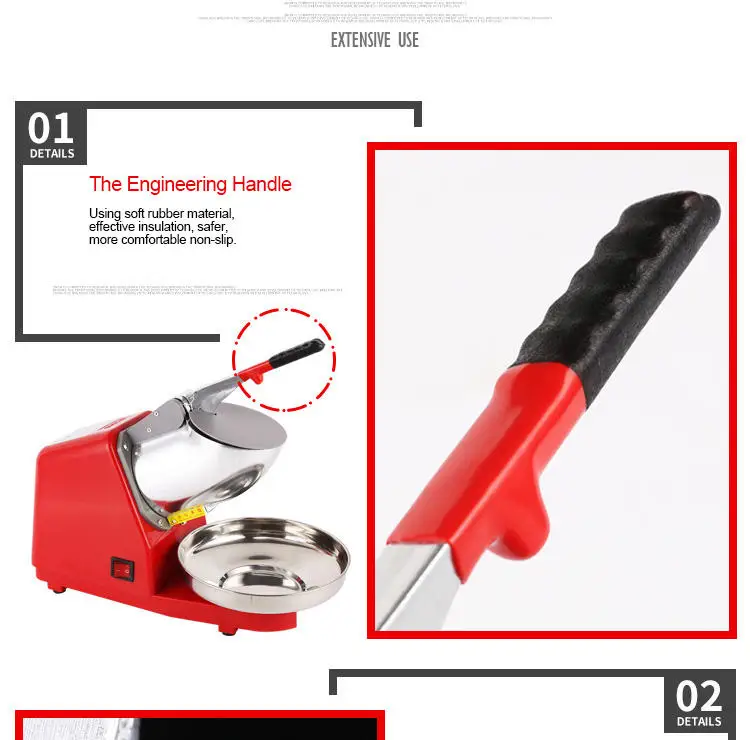 Ice Shaving Snowflake Ice Crusher Commercial Stainless Steel Snowcone Machine