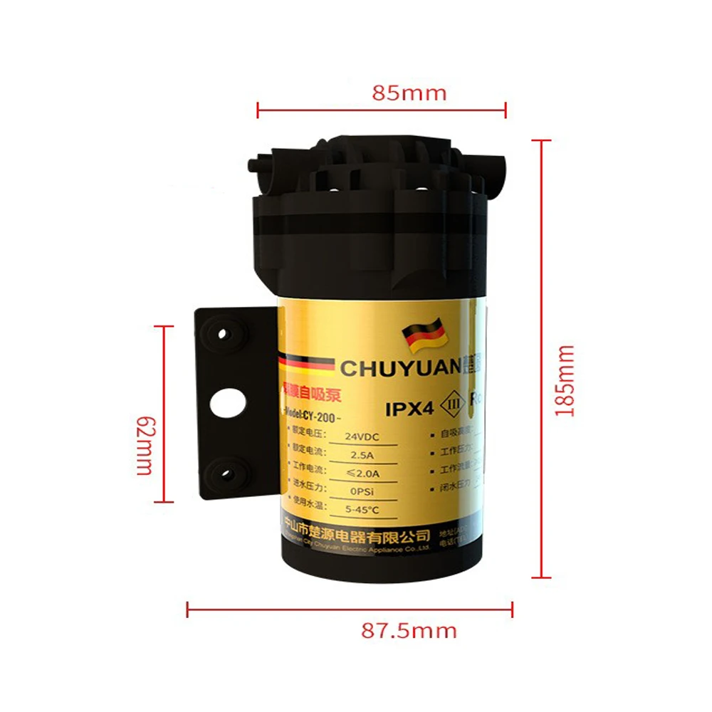 Wholesale Chuyuan High Pressure Dosing Booster Pump for Ro Plant 100gpd Ningbo 24V 100GPD Gallon Per Day