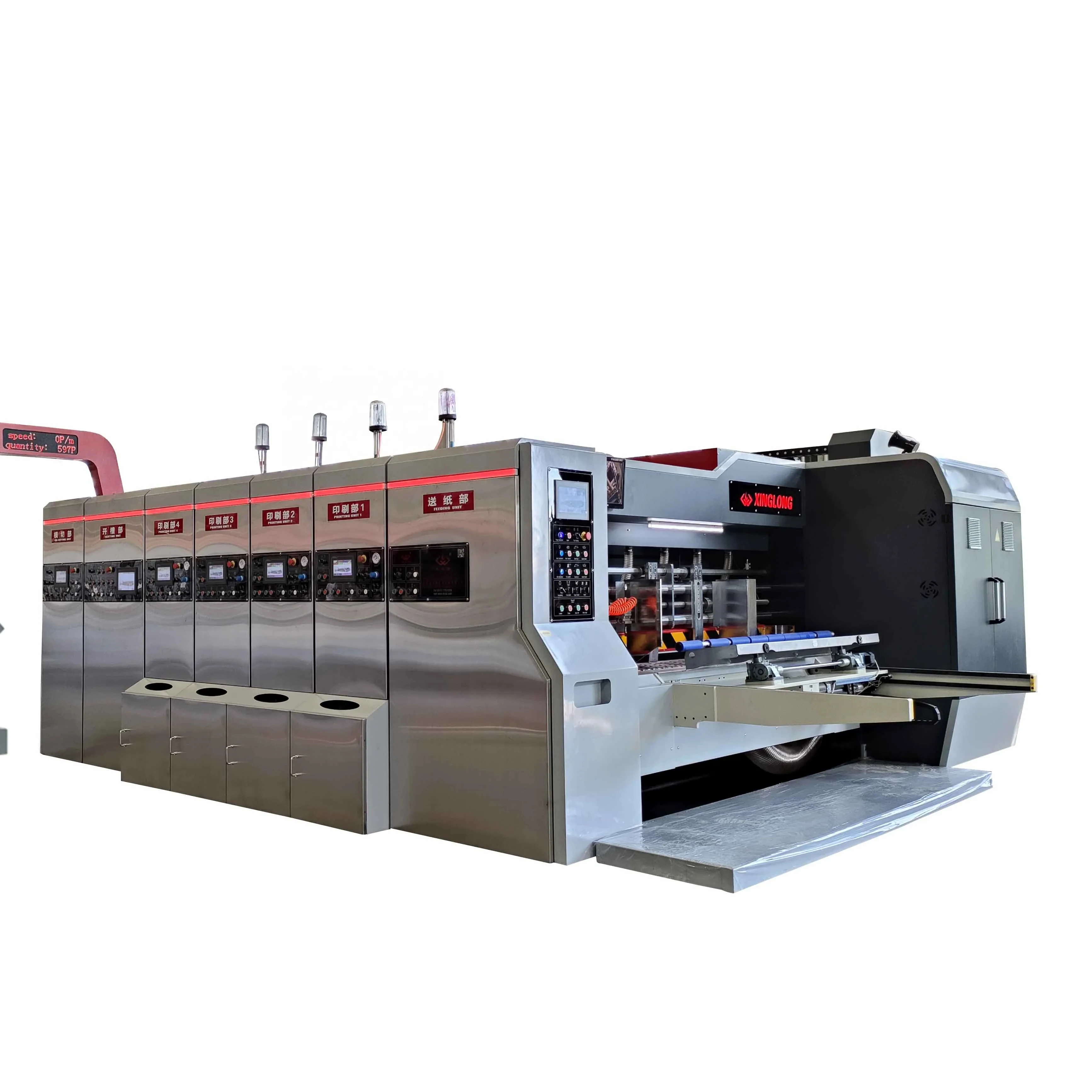 Xinglong pizza Box Flexo Printing Machine automatic vacuum transfer high speed carton Box Printing Slotting die-cutting Machine