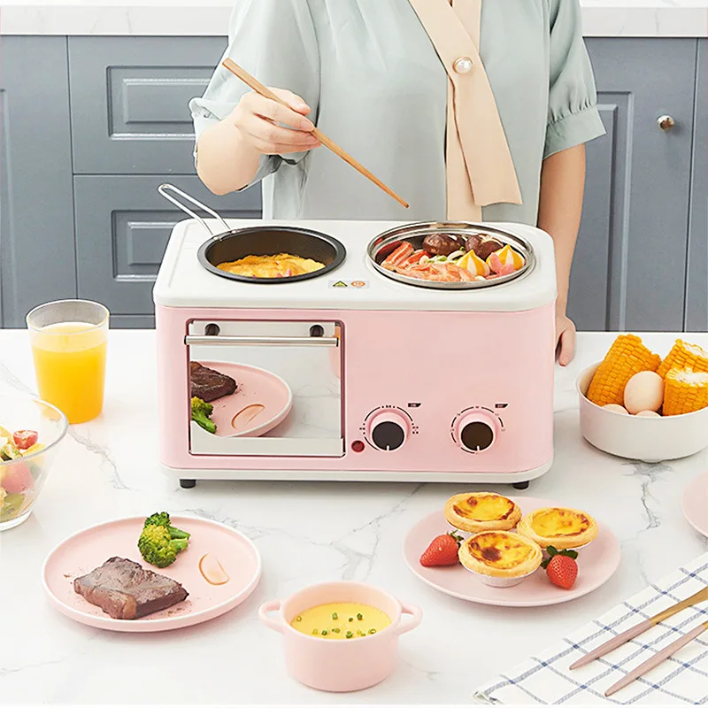 Mini Table Household Breakfast Machine 4 In 1 Toaster Oven Boiling Pot Frying Pan Breakfast Makers Machine