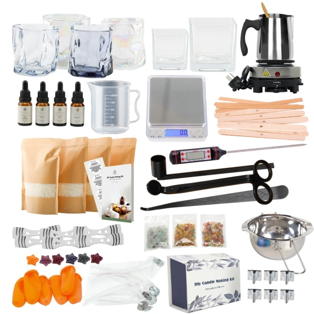 AROMA HOME Wholesale Hot Sale DIY Candle Making Kit With Stainless Melting Pot Long Handle Soy Wax For Beginners