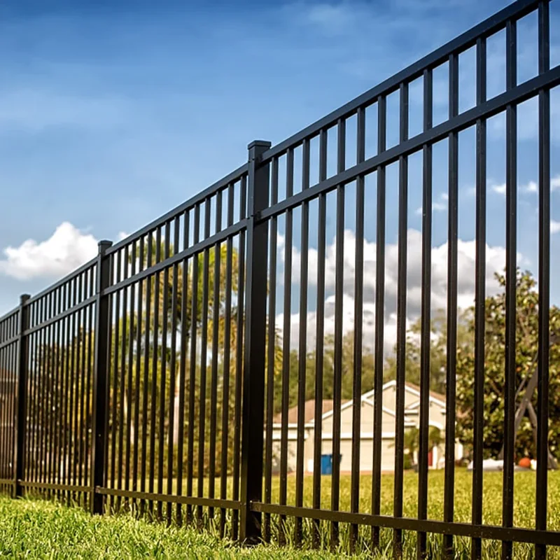 Decorative Black Powder Coated Wrought Iron Garden Metal Fence Steel Picket Fence