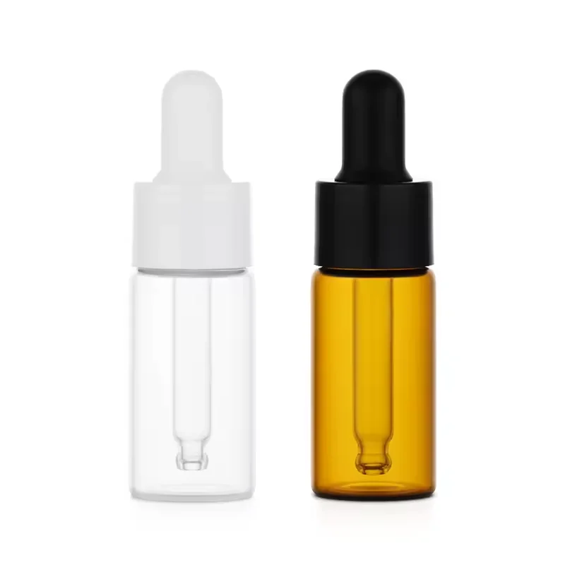 15ml Oil Bottle Black Glass Round Essential Oil Packaging Container Cosmetic Bottle