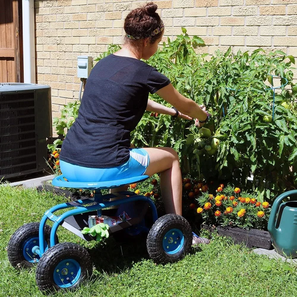 Garden Rolling Work Seat Cart With Four Wheels Garden Tool Sets