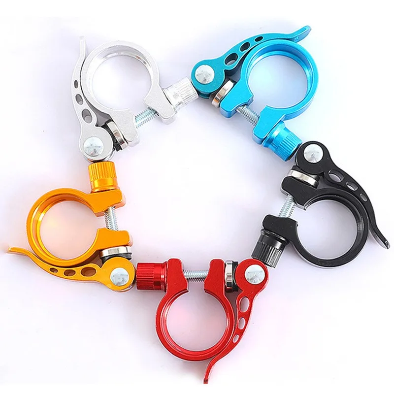 Colourful 28.6mm 31.8mm 34.9mm  Aluminum Alloy Seat post Clamp Quick Release Saddle Tube Clamp for mountain bike road bike