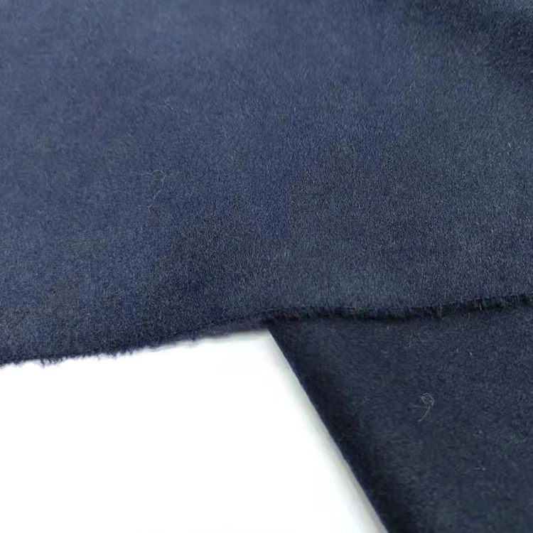 Cashmere alpaca dark blue 100%wool single faced smooth wool fabric