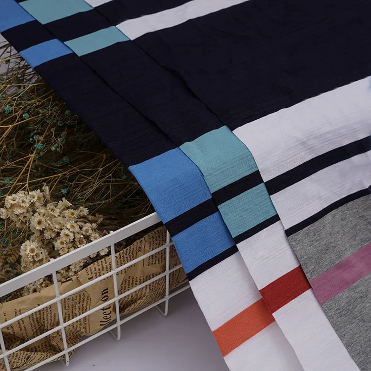 
High quality polo shirt fabric yarn dyed knit fabric 95% cotton blue striped fabric jersey 