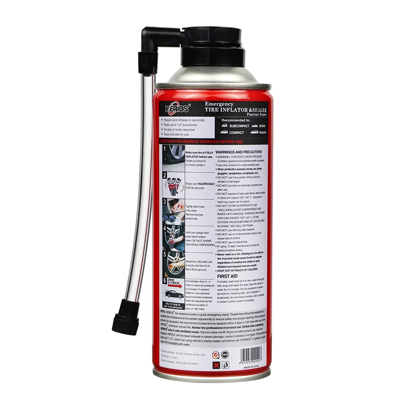 450ml HERIOS Tire Sealer Inflator Spray Tire Repair Spray Anti-Puncture Motorcycle Bike Universal Glue Tire Sealant