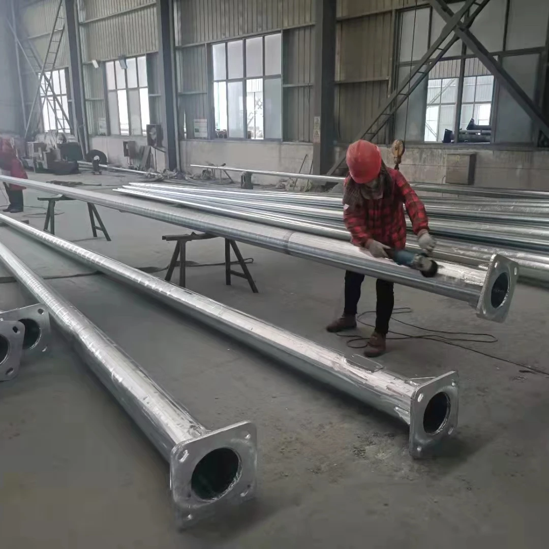 Chinese Factory Direct Sale 6m 8m 10m Galvanized street light pole double single arm for solar street light steel lamp pole