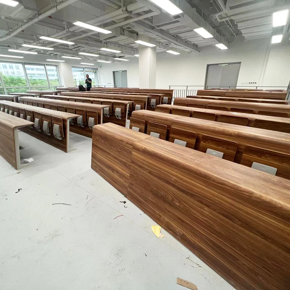 Wholesale Customized Commercial Furniture University Foldable Plywood Lecture Hall Table And Chairs