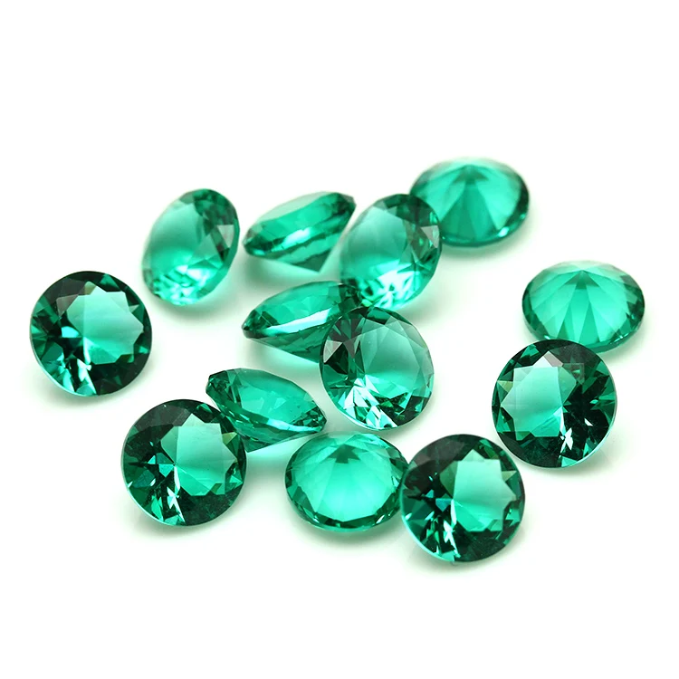 11MM Machine Cut Faceted Shape Bottom Round Shape Synthetic Emerald Green Cheap Glass Loose Gemstones Wholesale