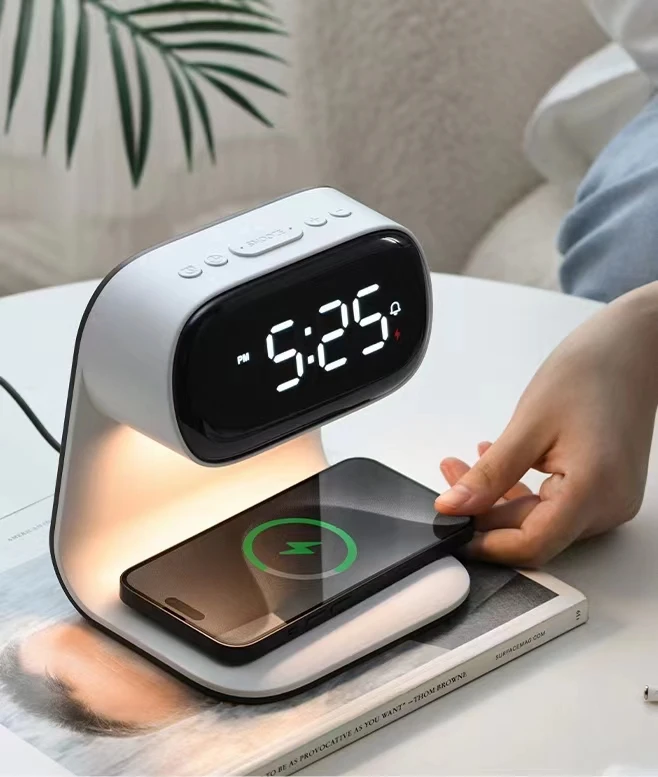 Wireless night light alarm clock with artistic decoration function