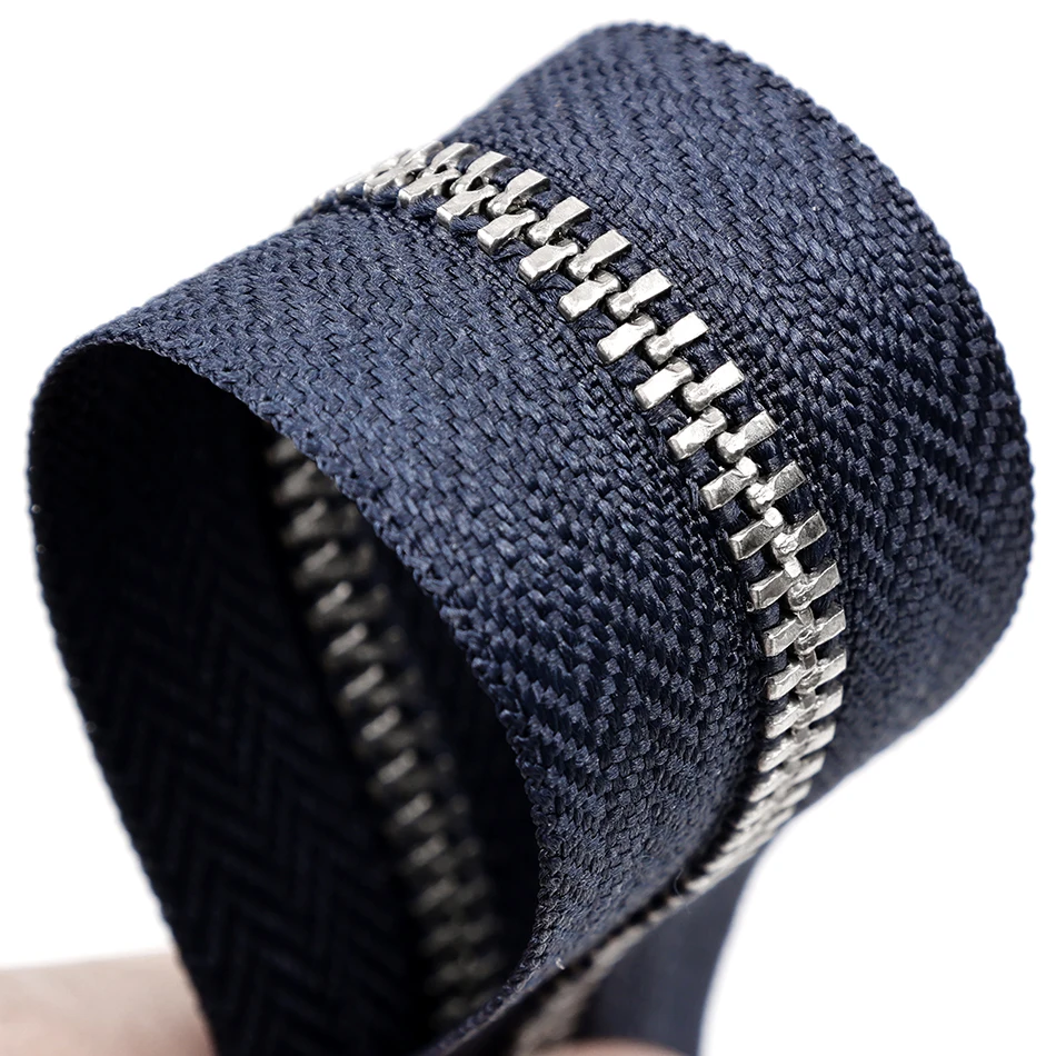 Zipper Manufacturer Direct Sale 3# 4# 5# Stainless Steel Metal Zipper for Denim Jeans Non Magnetic Custom SS Jeans Metal Zipper