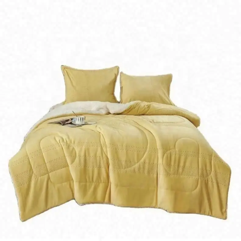 jacquard  super soft solid flannel Bed Comforter embroidery Hotel Blanket bedding set bedspread quilt china