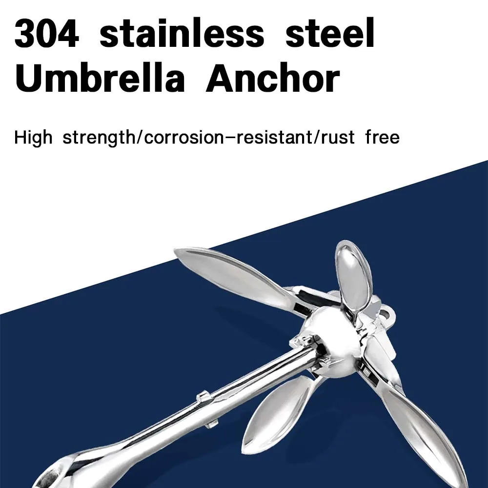 Portable Stainless Steel Folding Boat Anchor Kayak & Ship Anchor with Galvanized Marine Parts for Use Water Sports Accessories
