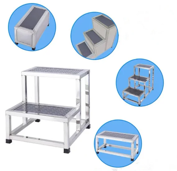 Movable stainless steel one or two step Hospital Foot Stool