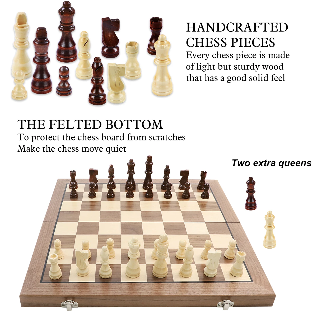 Factory 38cm 15 inch  Magnetic folding walnut maple travel  tournament chess sets Wooden Chess Board  magnetic chess set wooden