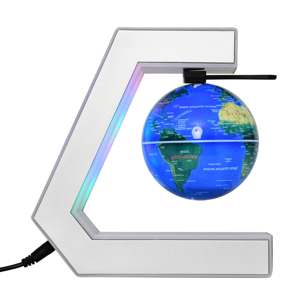 2022 New E Shape Levitating Magnetic Floating Globe Photo for Desk Decoration