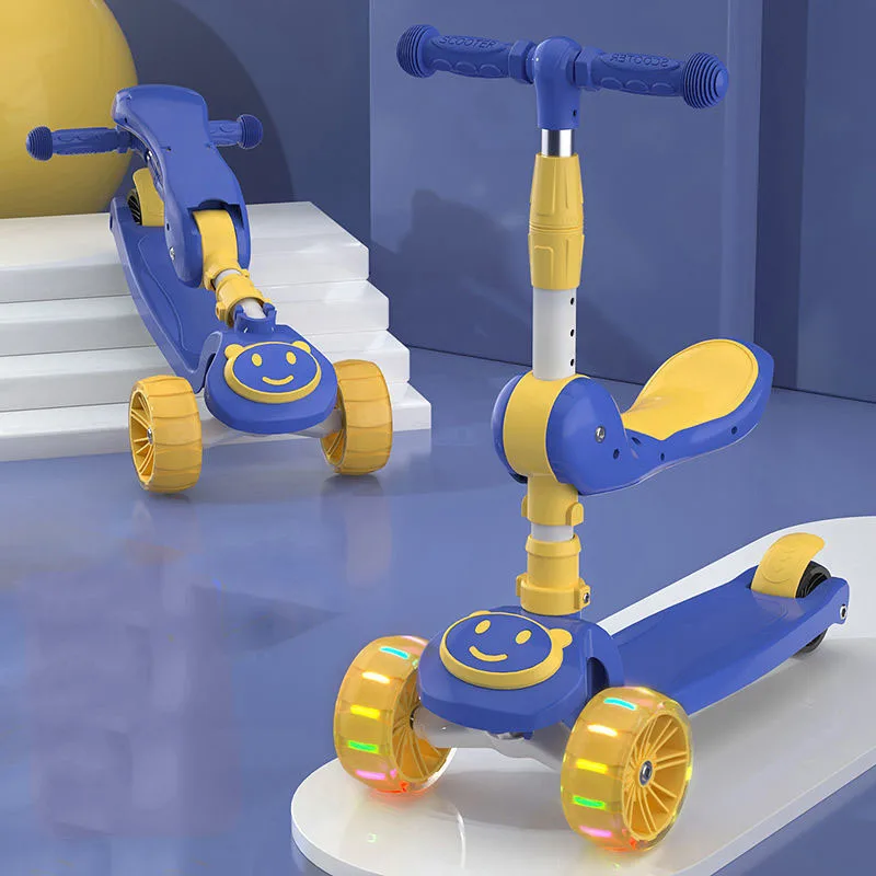 OEM chinese children cute and cool with seats scooter 1-7 year old kids scooter three wheel made in China children scooter