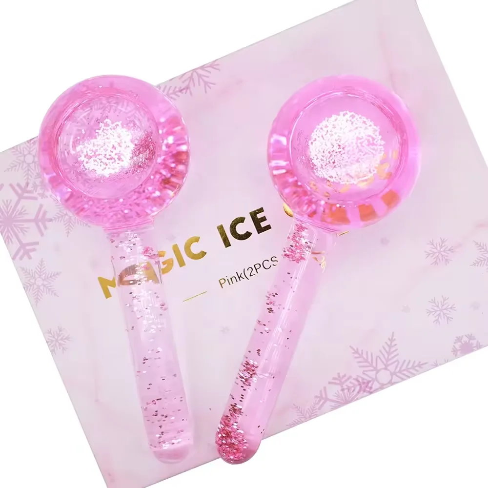 Unbreakable Pink Ice Roller Anti-Wrinkle Face Globes Masajeador Facial Massage Tools Ice Globes Anti-Age Ice Balls Globes