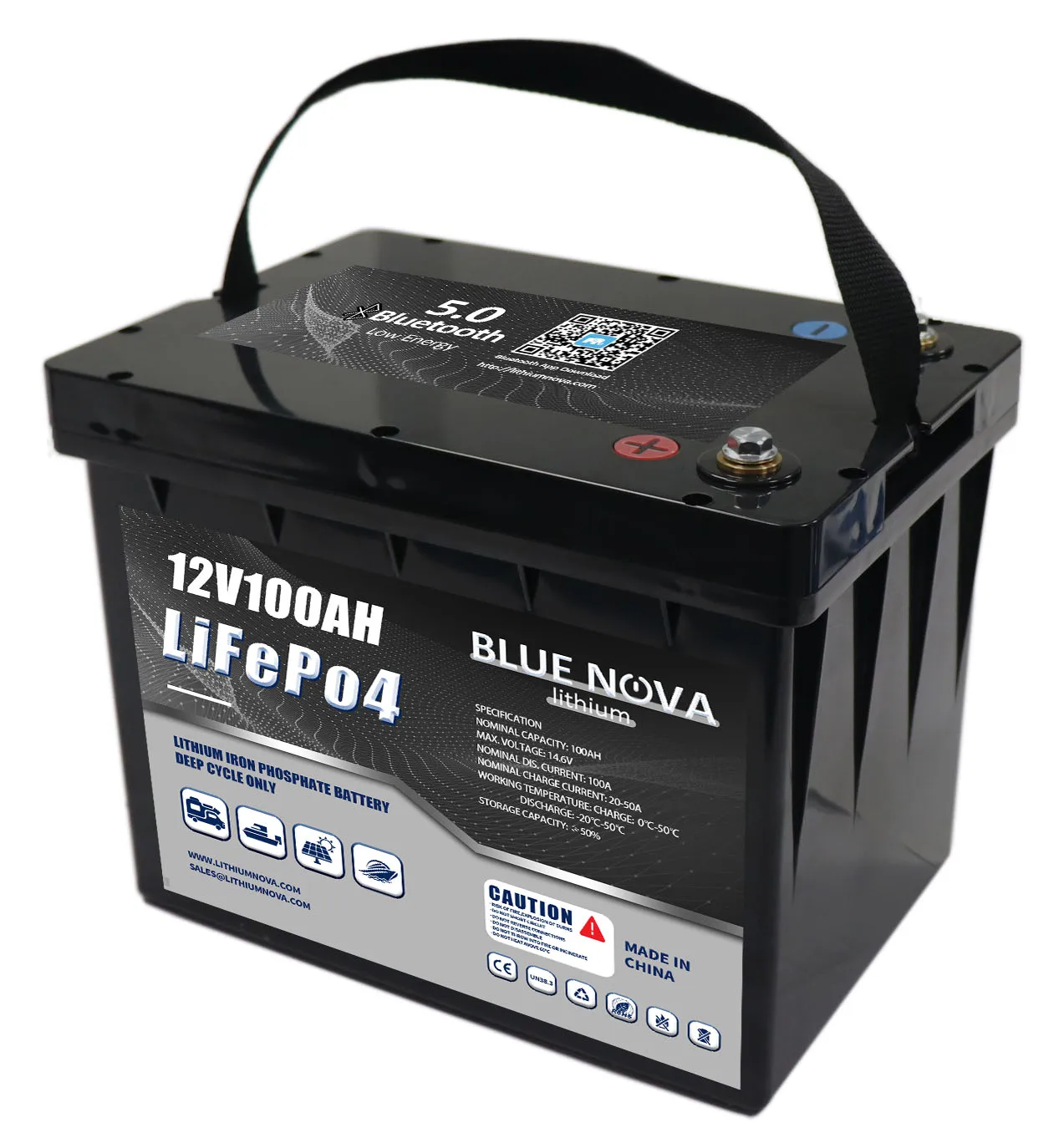 US/EU Stock 12v 100ah  Bluetooth Intelligent Lithium ion Batteries For Solar Power System Home/RV/Car/Marine