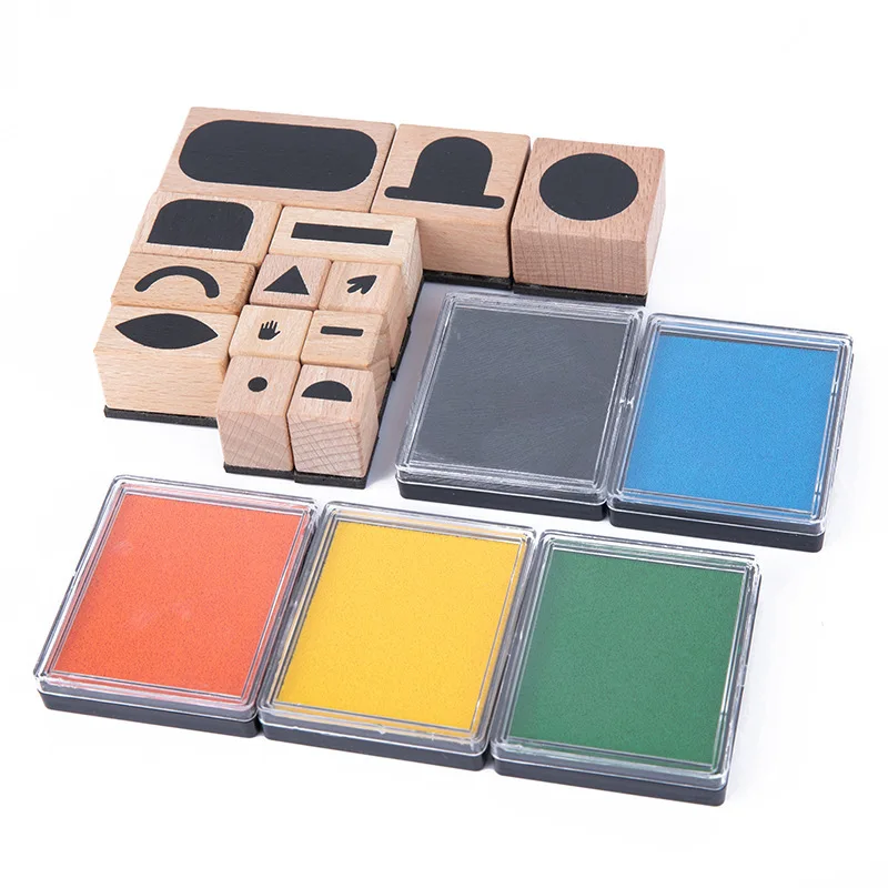 Variety Magic DIY Wooden Stamp Toy Fun Puzzle Printing Pad For Kids Wooden Toys Educational Toys