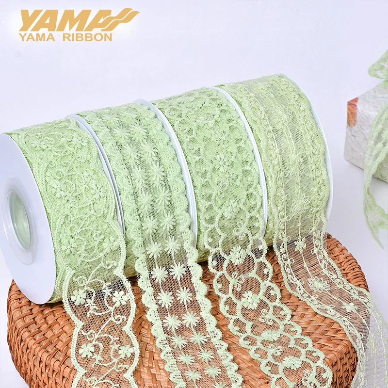 YAMA 38MM Lace Embroidered Ribbon for Gift Wrapping Flower Packaging Crafts Decoration Wedding Trimming Ribbon Lace Trim