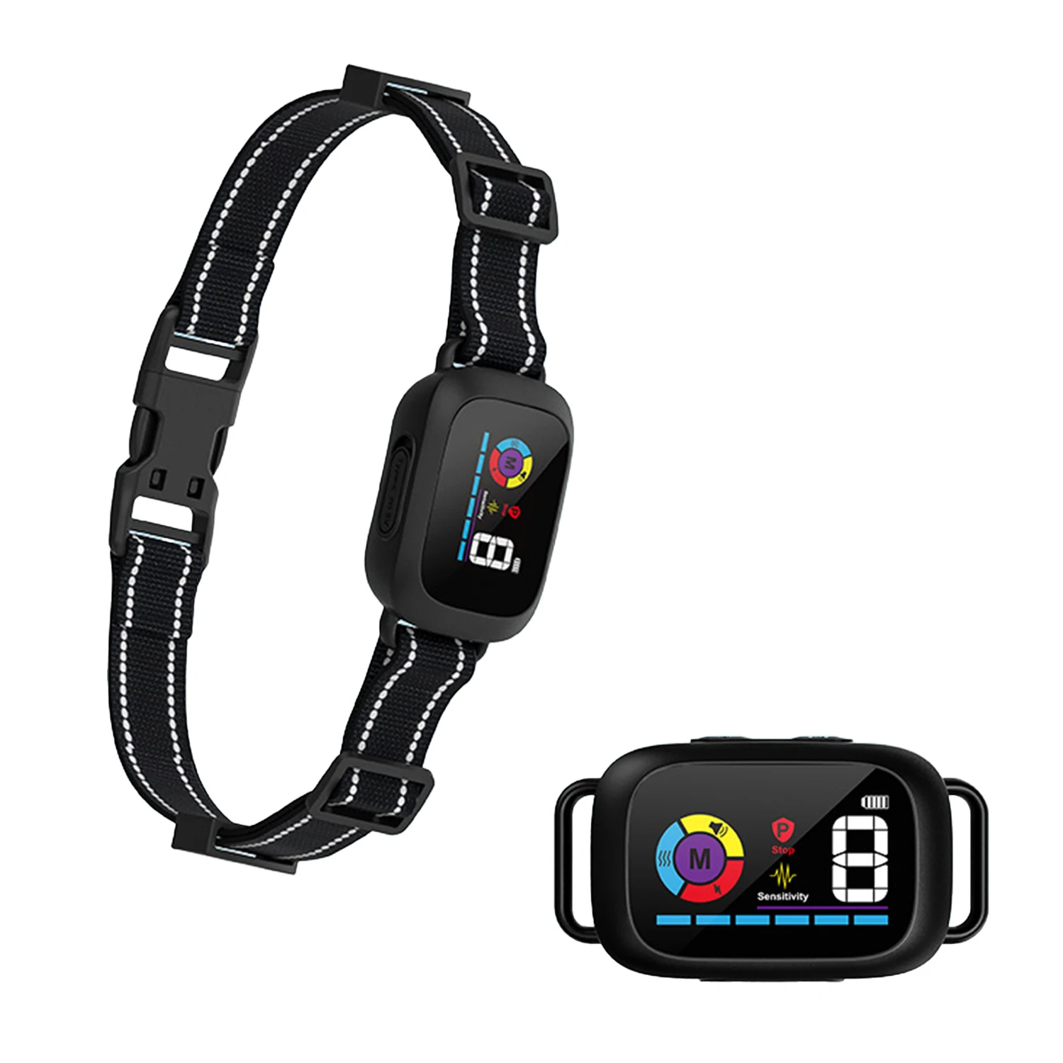 Color screen ip67 waterproof adjustable sensitivity shock anti bark training collar dog bark collar